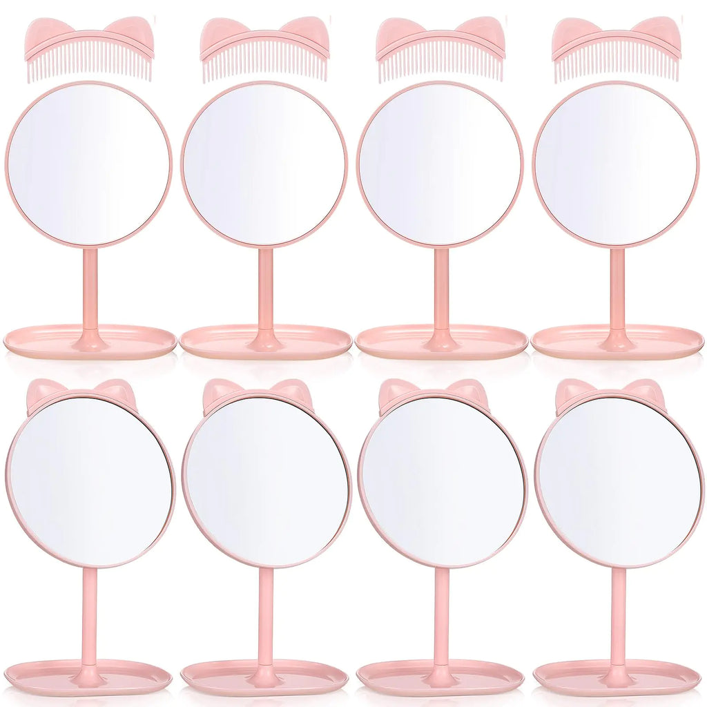CroBlissful 8 Pcs Spa Party Supplies Mirror Pink Mirror Spa Party Mirror for Sleepover Party Favors Makeup Mirror for Spa Party Sleepover Party Slumber Birthday Party Favor