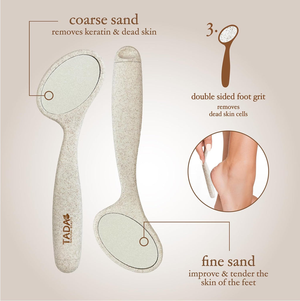 TADA Natural Beauty 3PK Foot Scrubber Set – Callus Remover Kit with Foot File, Natural Pumice Stone for Feet, Pedicure Kit for Women, at Home Foot Spa Gift Set