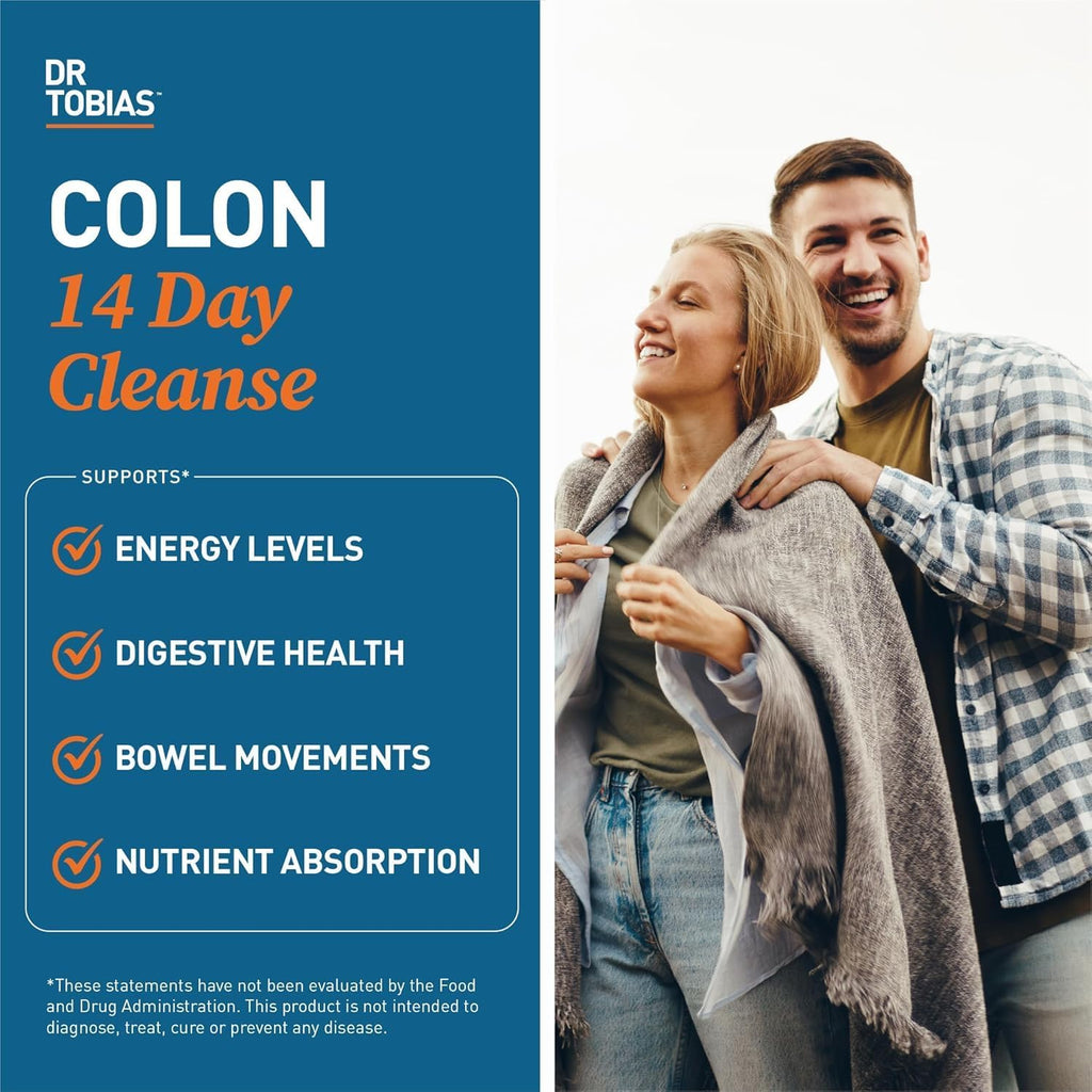 Dr. Tobias Colon 14 Day Cleanse, Advanced Gut Cleanse Detox for Women & Men with Cascara Sagrada, Psyllium Husk, Senna Leaf & Probiotics, Non-GMO Colon Cleanse, 1 Bottle of 28 Capsules (1-2 Daily)