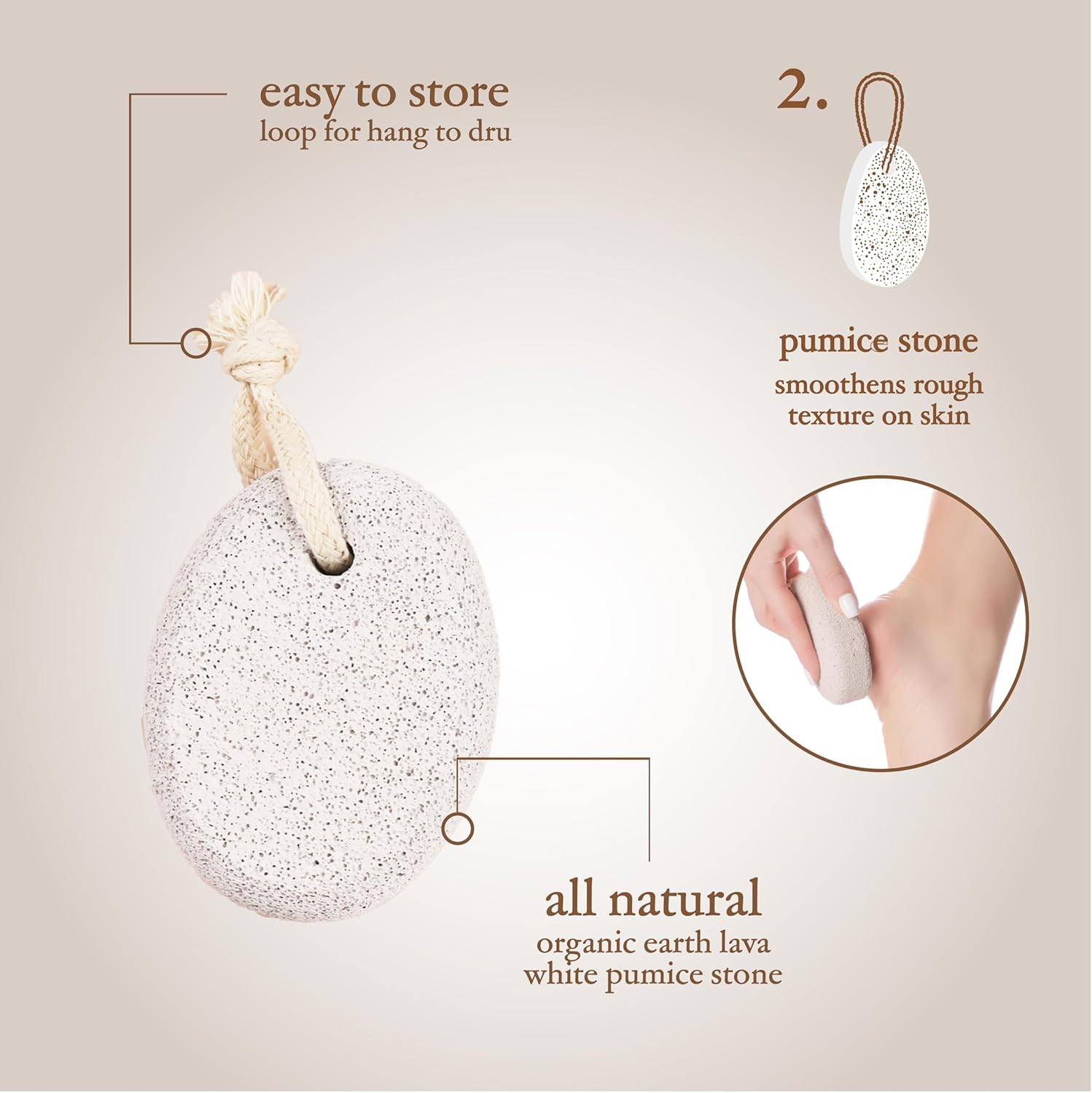 TADA Natural Beauty 3PK Foot Scrubber Set – Callus Remover Kit with Foot File, Natural Pumice Stone for Feet, Pedicure Kit for Women, at Home Foot Spa Gift Set