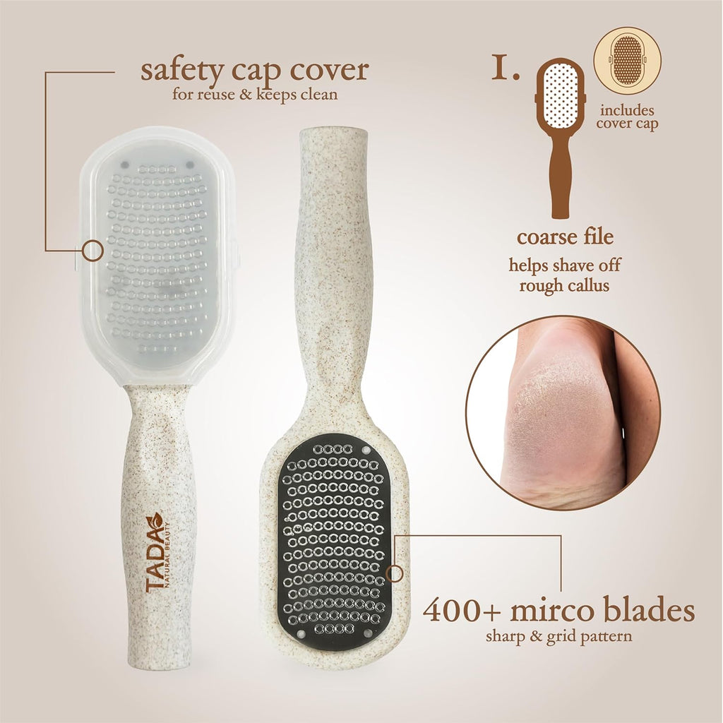 TADA Natural Beauty 3PK Foot Scrubber Set – Callus Remover Kit with Foot File, Natural Pumice Stone for Feet, Pedicure Kit for Women, at Home Foot Spa Gift Set