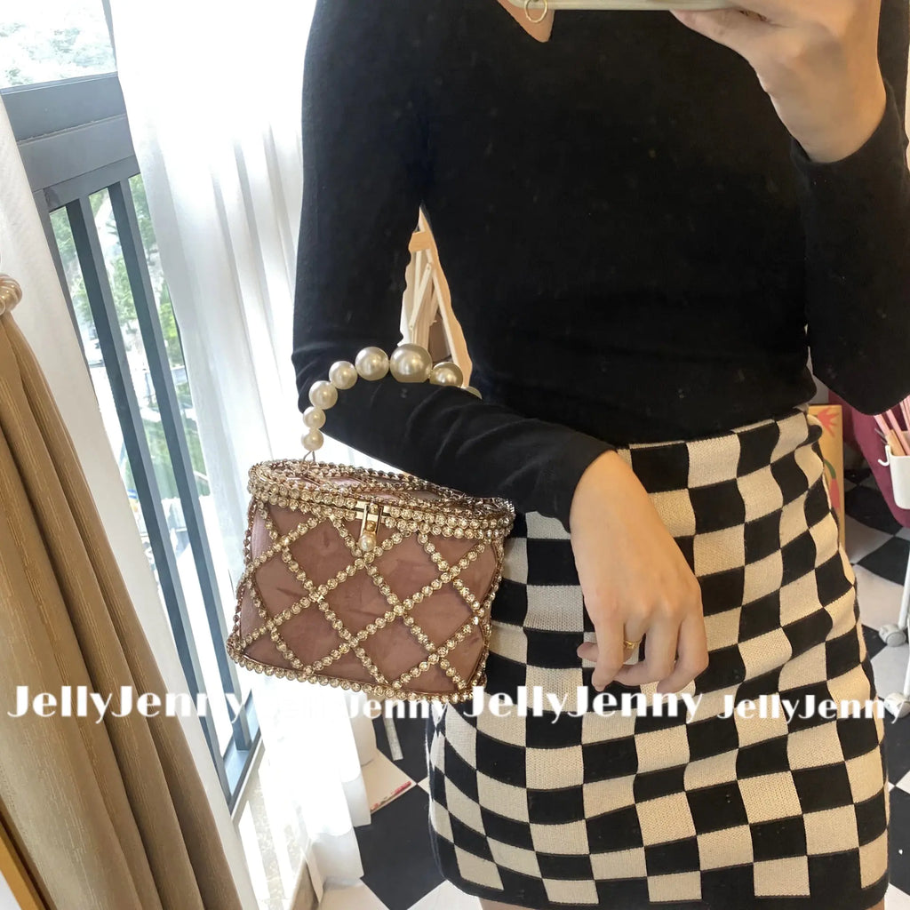 Diamond Studded Metal Basket Party Handbags Collection