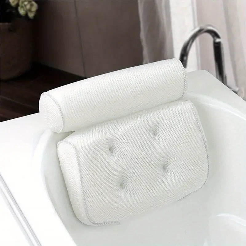 3D Mesh Spa Bath Pillow with 6 Suction Cups for Support