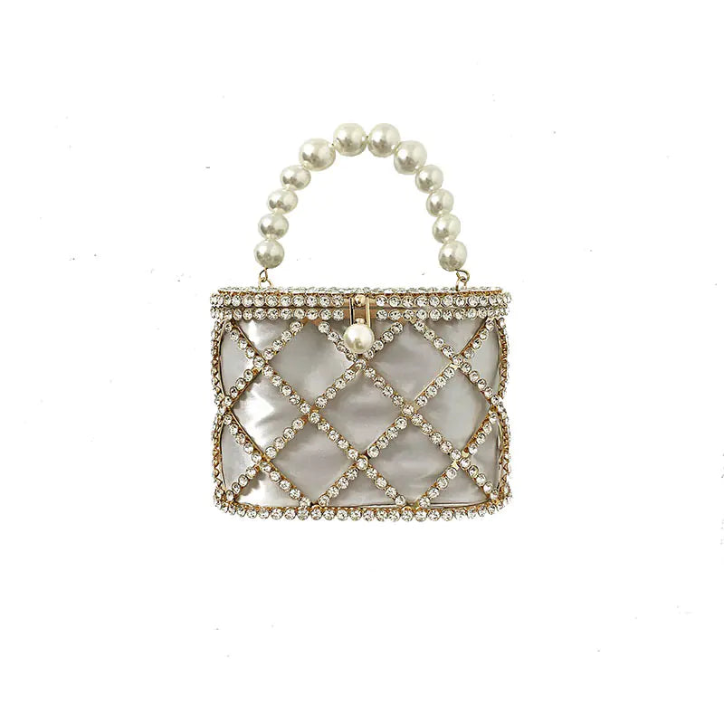 Diamond Studded Metal Basket Party Handbags Collection