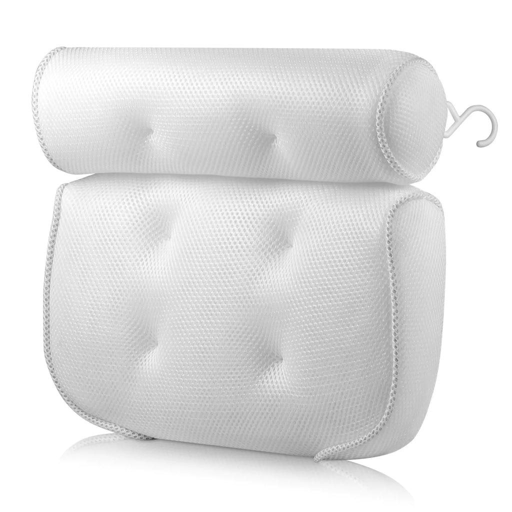 3D Mesh Spa Bath Pillow with 6 Suction Cups for Support