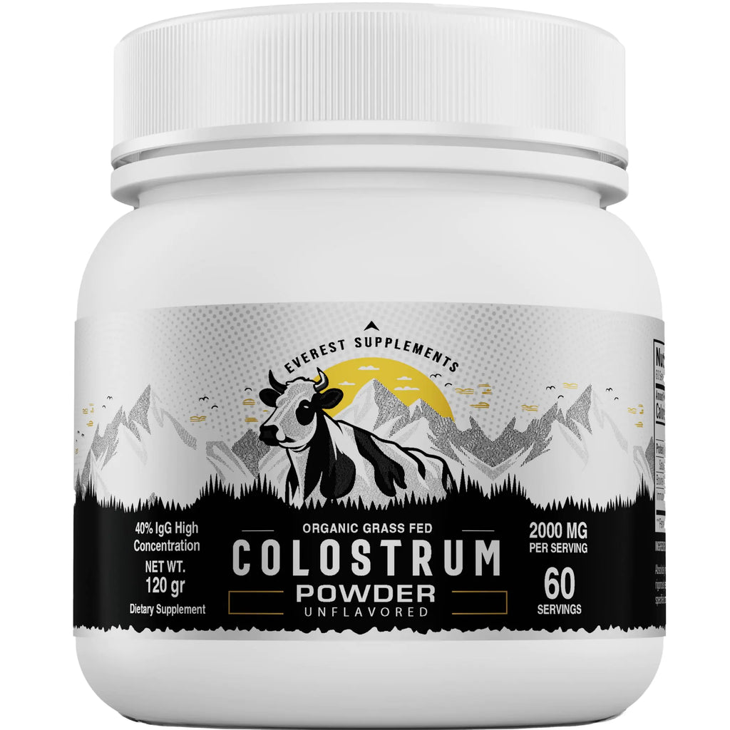 Organic Colostrum Powder for Gut Health - 40% IgG 100% Pure Grass Fed Powder for Hair Growth Beauty and Immune Easy to Mix High Concentration Unflavored (60 Servings)