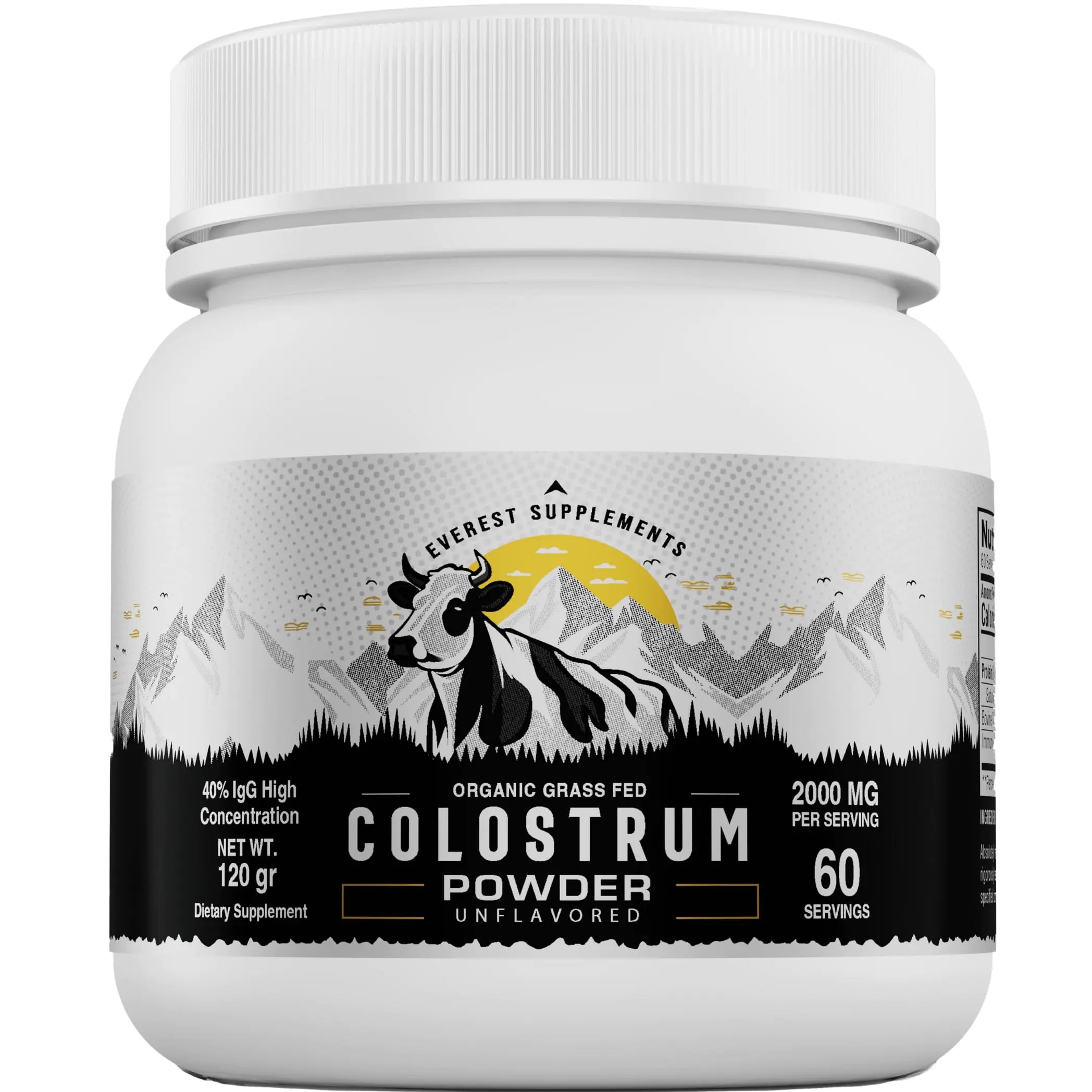 Organic Colostrum Powder for Gut Health - 40% IgG 100% Pure Grass Fed Powder for Hair Growth Beauty and Immune Easy to Mix High Concentration Unflavored (60 Servings)