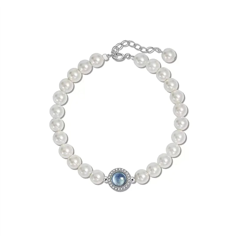 Aquamarine Pearl Bracelet with Unique Design
